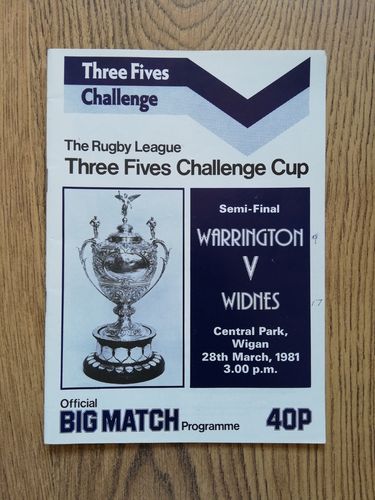 Warrington v Widnes Mar 1981 Challenge Cup Semi-Final Rugby League Programme