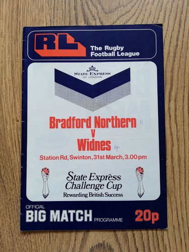 Bradford N v Widnes 1979 Challenge Cup Semi-Final Rugby League Programme