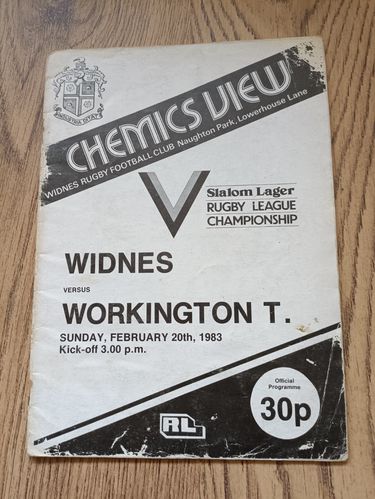 Widnes v Workington Feb 1983 Rugby League Programme