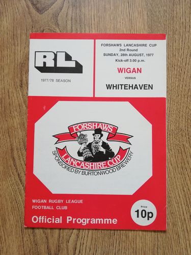 Wigan v Whitehaven Aug 1977 Lancashire Cup