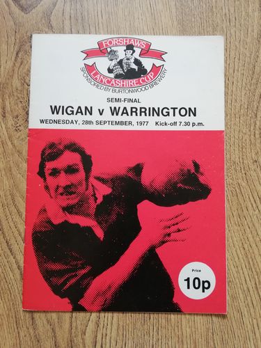 Wigan v Warrington Sept 1977 Lancashire Cup Semi-Final Rugby League Programme