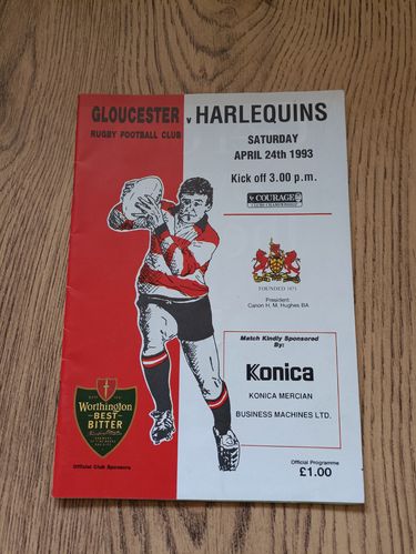 Gloucester v Harlequins April 1993 Rugby Programme