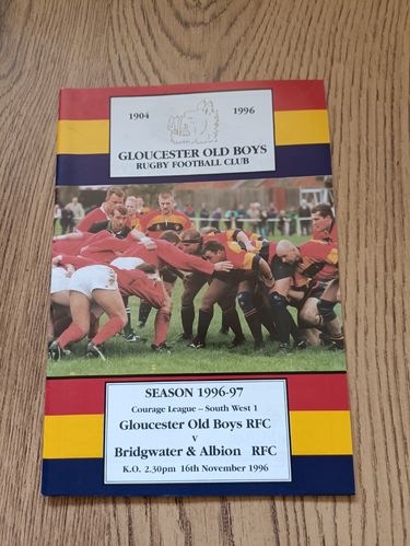 Gloucester Old Boys v Bridgwater & Albion Nov 1996 Rugby Programme
