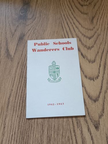 Public School Wanderers 1962-63 Rugby Fixture Card