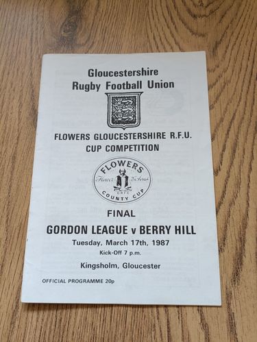 Gordon League v Berry Hill 1987 Gloucestershire County Final Rugby Programme