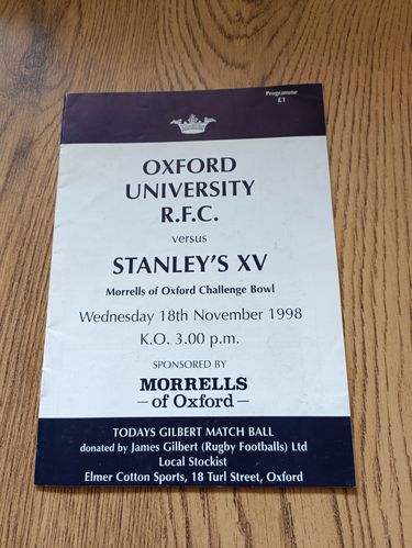 Oxford University v Stanley's XV 1998
