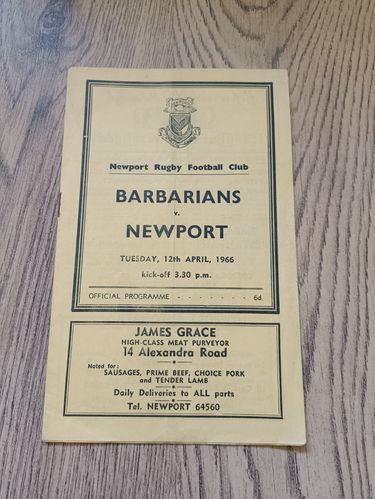 Newport v Barbarians April 1966