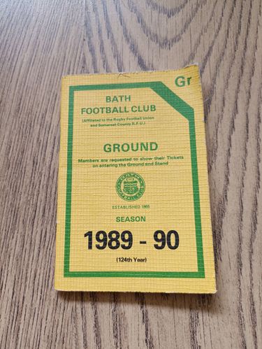 Bath Rugby Club 1989-90 Membership Book & Fixture Card
