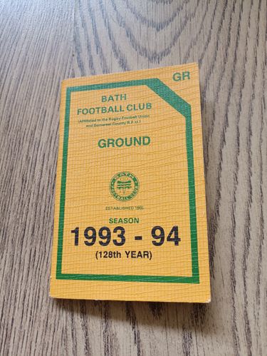 Bath Rugby Club 1993-94 Membership Book & Fixture Card