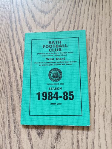 Bath Rugby Club 1984-85 Membership Book & Fixture Card