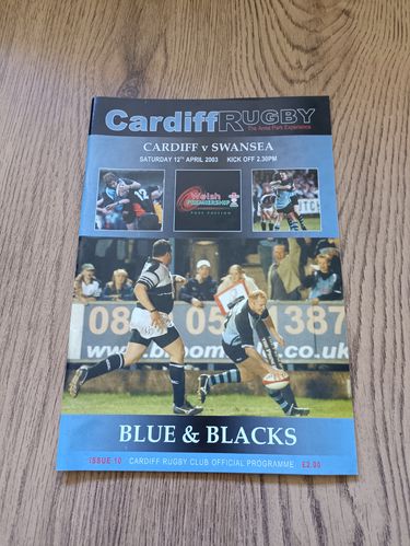 Cardiff v Swansea April 2003 Rugby Programme