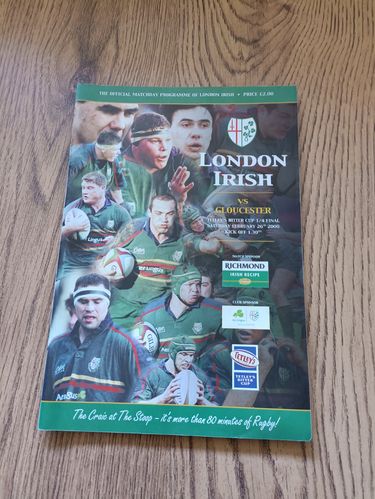 London Irish v Gloucester Feb 2000 Tetley's Cup Quarter-Final Rugby Programme