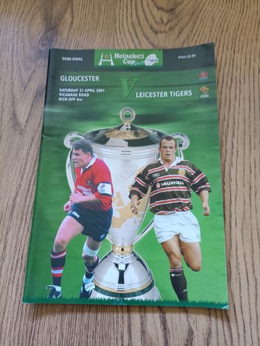 Gloucester v Leicester April 2001 Heineken Cup Semi-Final Rugby Programme