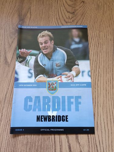 Cardiff v Newbridge Oct 2003 Rugby Programme