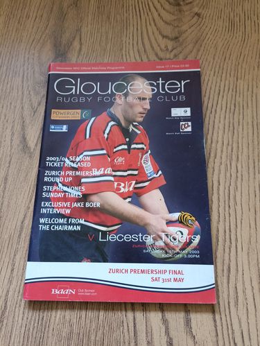 Gloucester v Leicester May 2003 Rugby Programme