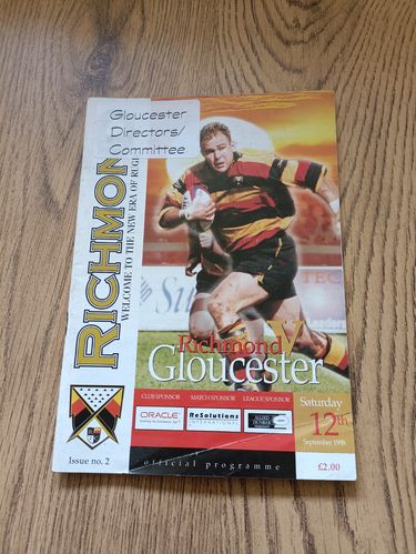Richmond v Gloucester Sept 1998 Rugby Programme