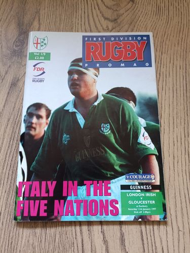 London Irish v Gloucester Jan 1997 Rugby Programme