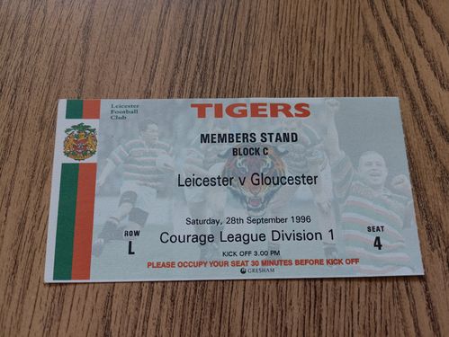 Leicester v Gloucester Sept 1996 Used Rugby Ticket
