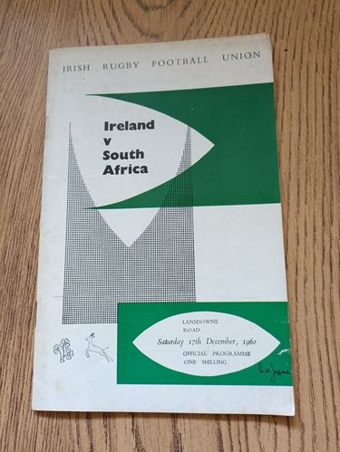 Ireland v South Africa 1960 Rugby Programme