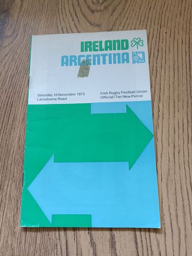 Ireland v Argentina 1973 Rugby Programme