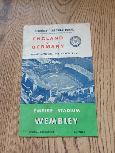 England Schools v Germany Schools April 1962 Football Programme
