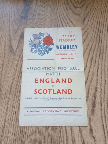 England v Scotland Oct 1944 Football Programme