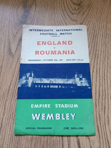 England U23 v Romania U23 Oct 1957 Football Programme