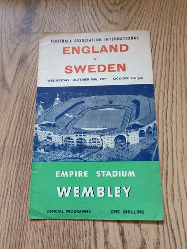 England v Sweden Oct 1959 Football Programme