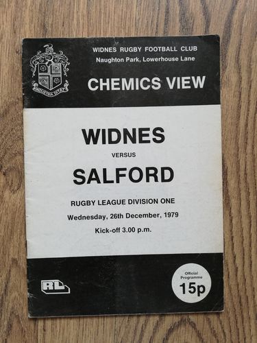 Widnes v Salford Dec 1979 Rugby League Programme