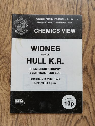Widnes v Hull KR May 1978 Premiership Semi-Final Rugby League Programme