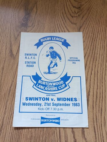 Swinton v Widnes Sept 1983 Lancashire Cup Semi-Final Rugby League Programme