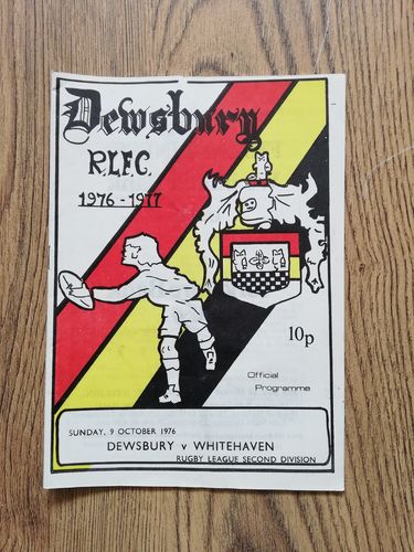 Dewsbury v Whitehaven Oct 1976 Rugby League Programme