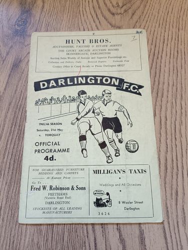 Darlington v Torquay United May 1966 Football Programme