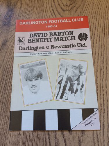 Darlington v Newcastle May 1984 David Barton Benefit Match Football Programme
