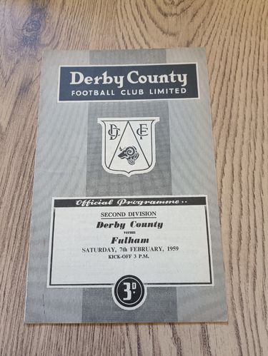 Derby County v Fulham Feb 1959 Football Programme