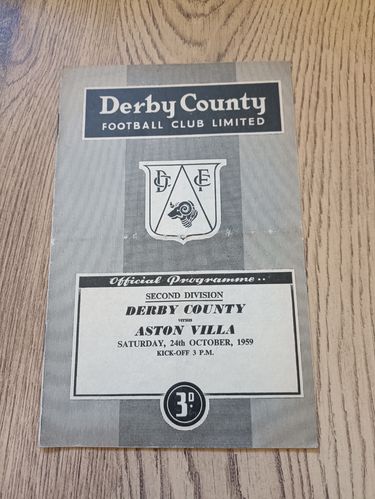 Derby County v Aston Villa Oct 1959 Football Programme