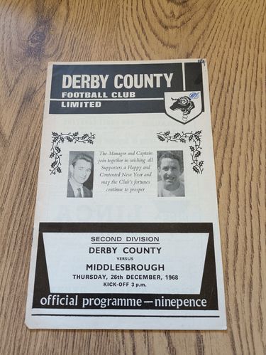 Derby County v Middlesbrough Dec 1968 Football Programme