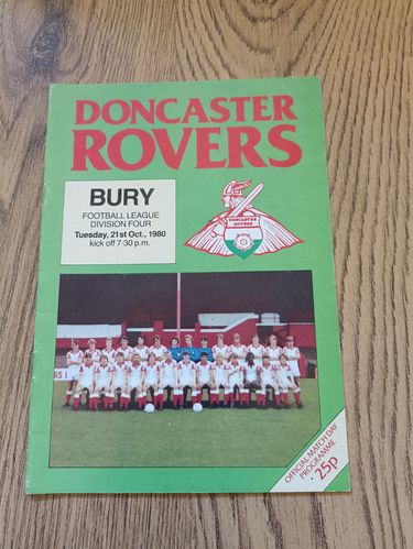 Doncaster Rovers v Bury Oct 1980 Football Programme