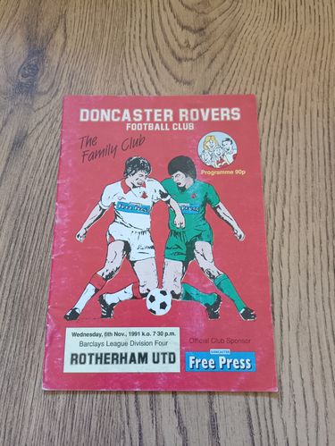 Doncaster Rovers v Rotherham United Nov 1991 Football Programme