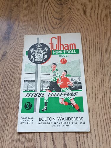 Fulham v Bolton Wanderers Nov 1949 Football Programme