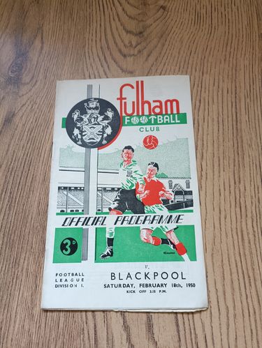 Fulham v Blackpool Feb 1950 Football Programme