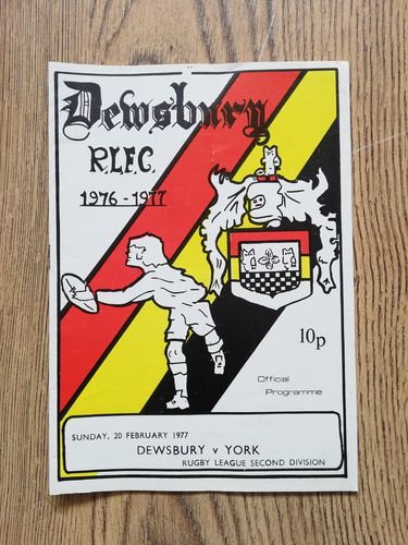 Dewsbury v York Feb 1977 Rugby League Programme