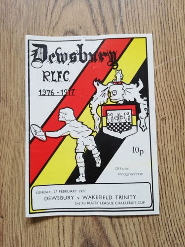 Dewsbury v Wakefield Trinity Feb 1977 Challenge Cup Rugby League Programme