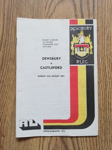 Dewsbury v Castleford Aug 1977 Yorkshire Cup Rugby League Programme