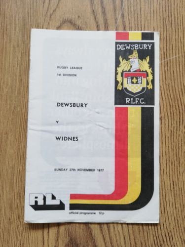 Dewsbury v Widnes Nov 1977 Rugby League Programme