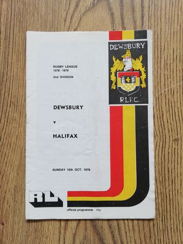 Dewsbury v Halifax Oct 1978 Rugby League Programme