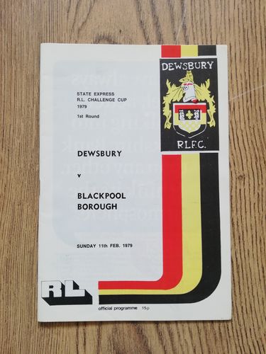 Dewsbury v Blackpool Borough Feb 1979 Challenge Cup Rugby League Programme