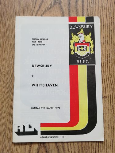 Dewsbury v Whitehaven March 1979 Rugby League Programme