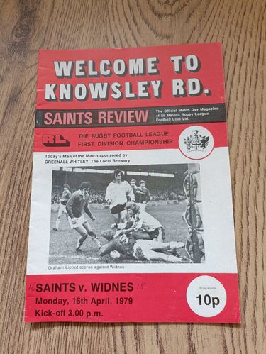 St Helens v Widnes Apr 1979 Rugby League Programme