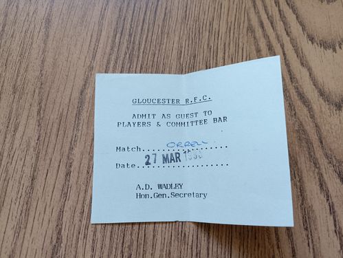 Gloucester v Orrell March 1993 Rugby Hospitality Pass